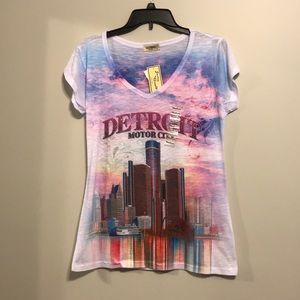Detroit Michigan Motor City v neck